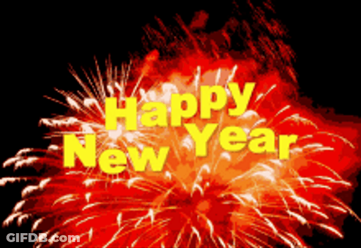 Happy New Years Eve Red Fireworks Light GIF