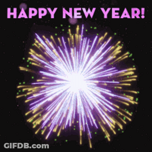 Happy New Years Eve Violet Gold Fireworks GIF