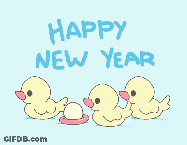 Happy New Years Three Cute Chicks GIF