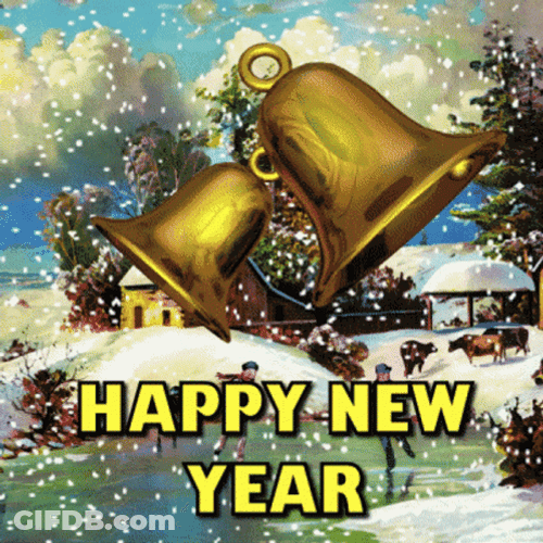 Happy New Years Winter Bell Animation GIF