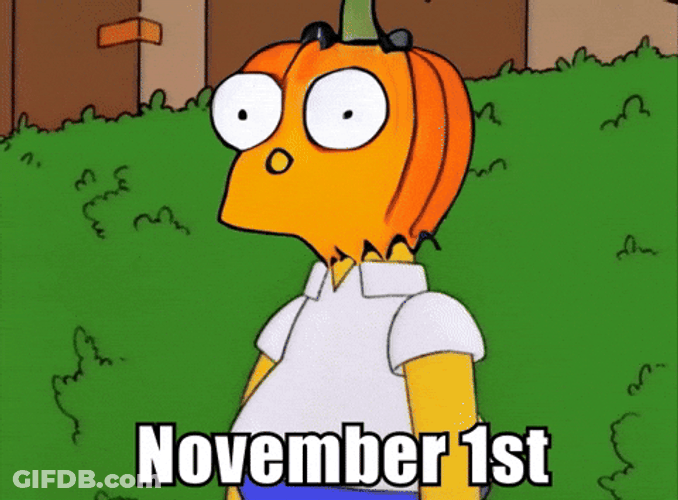 Happy November 1St Homer Simpson With Pumpkin Head GIF