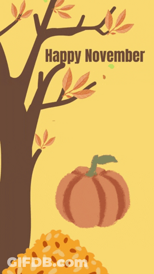Happy November Autumn Leaves GIF