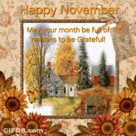 Happy November Greeting Card With House GIF