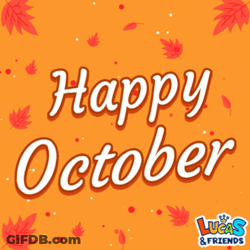 Happy October Flashing Fall Themed Design GIF