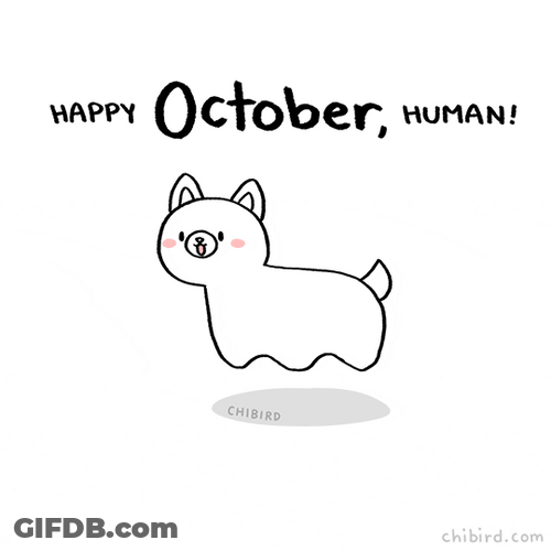 Happy October Human Cartoon Chibird Cat GIF