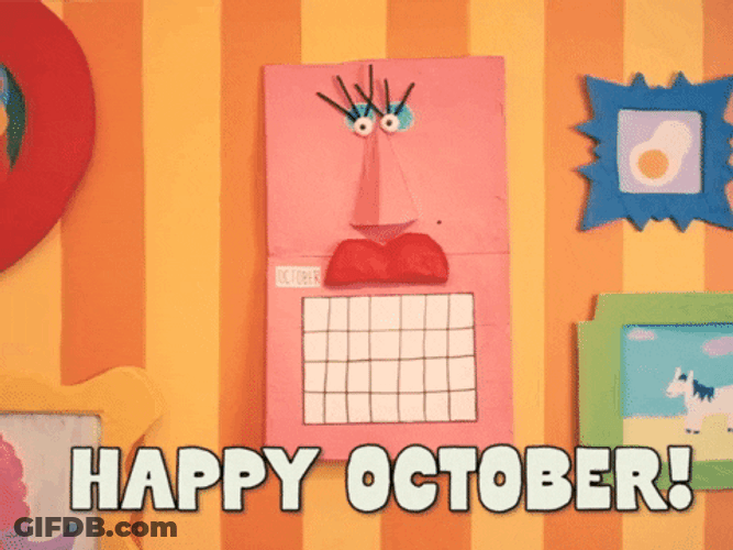Happy October Talking Calendar GIF