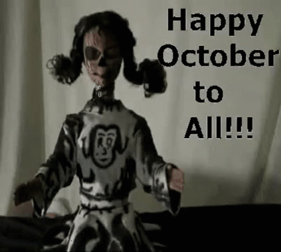 Happy October TO All Spinning Head Doll GIF