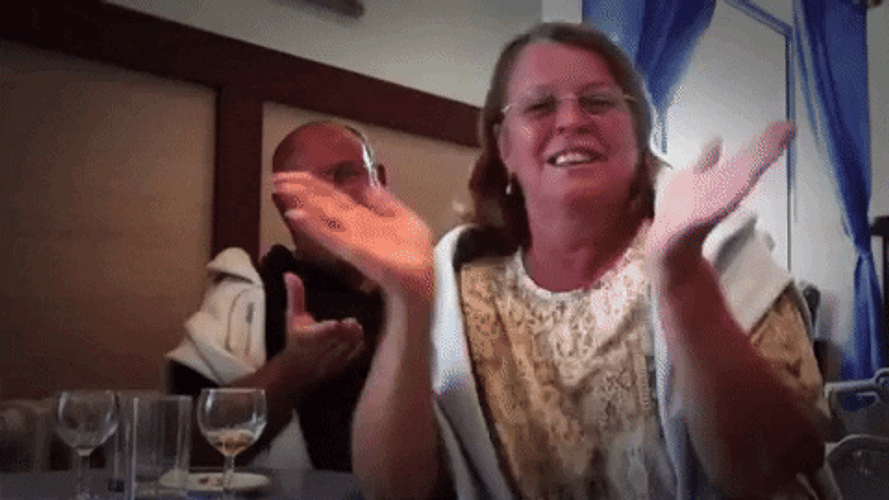 Happy Old Couple Singing And Clapping GIF