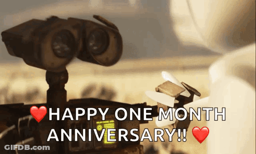 Happy One Month Anniversary Robot Card GIF