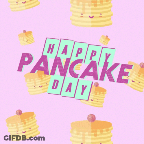 Happy Pancake Day Pink Background GIF