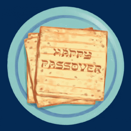 Happy Passover Matzah Flatbread Plate Animation GIF