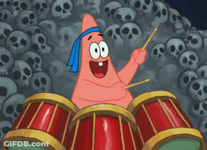 Happy Patrick Star Playing Drum GIF