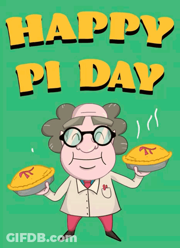 Happy Pi Day Cartoon Character Card GIF