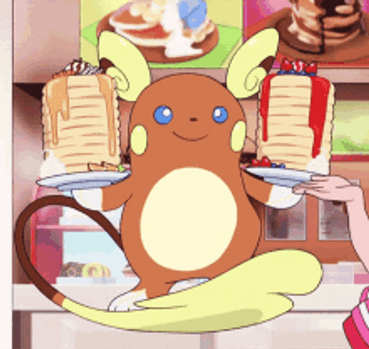 Happy Pokemon Raichu Pancakes GIF