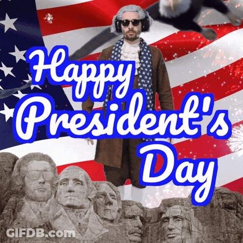 Happy President's Day Man In Wig And Sunglasses GIF