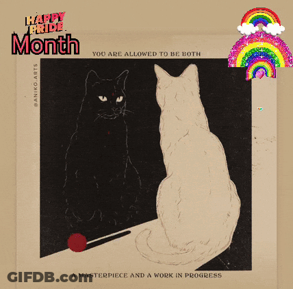 Happy Pride Month Poster With Black And White Cat GIF