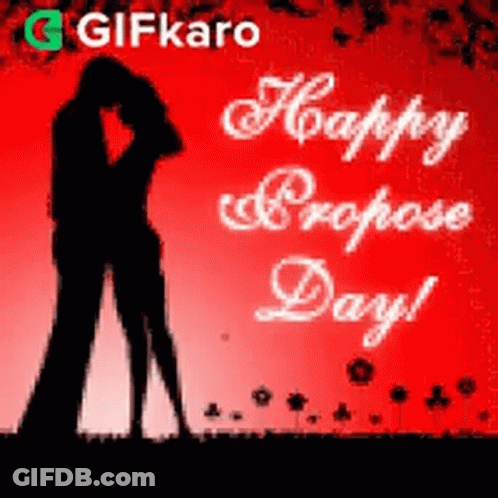 Happy Propose Day Greeting Card Silhouette Kissing GIF
