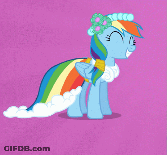 Happy Rainbow Dash Wearing Dress GIF
