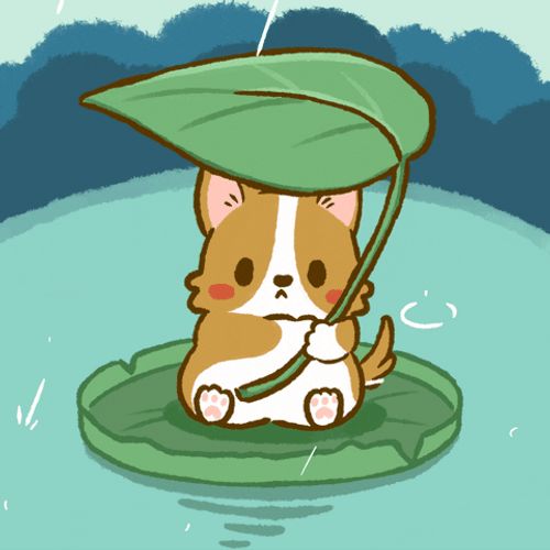 Happy Rainy Monday Cutie Dog Leaf GIF