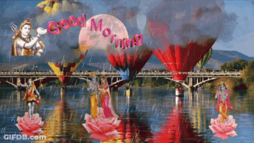 Happy Rainy Monday Hot Air Balloon GIF