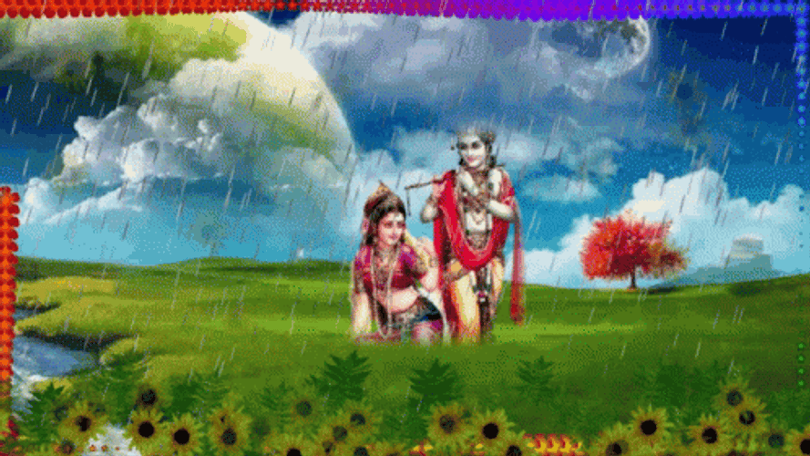 Happy Rainy Sunday Lord Krishna And Radha GIF