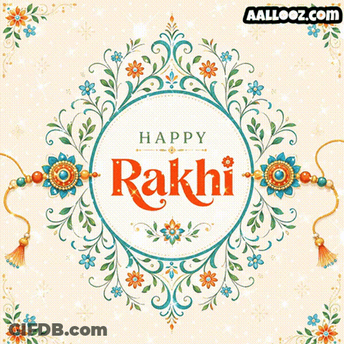 Happy Rakhi Greeting Card With Floral Frame GIF