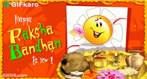 Happy Raksha Bandhan Card With Smiley Face GIF