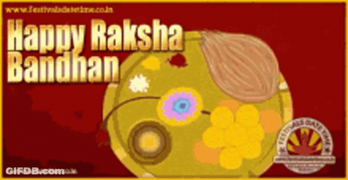 Happy Raksha Bandhan Greeting Card With Flowers GIF