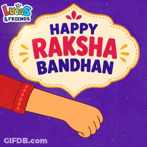 Happy Raksha Bandhan Sign With Cartoon Hand GIF