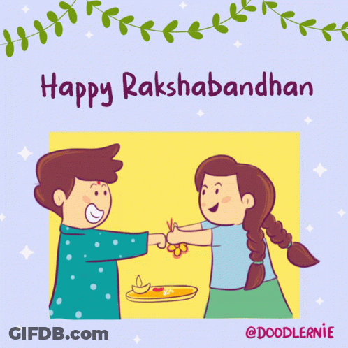 Happy Rakshabandhan Greeting Card With Two Children GIF