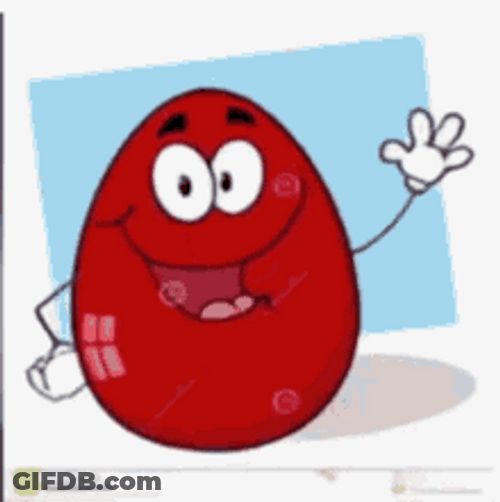Happy Red Egg Giddyap Waving GIF