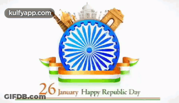 Happy Republic Day Greeting Card With Ferris Wheel And Buildings GIF