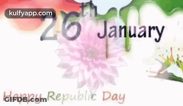 Happy Republic Day Greeting Card With Pink Flower GIF