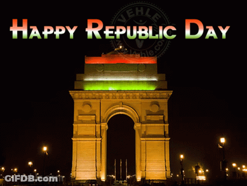 Happy Republic Day Sign With Building GIF