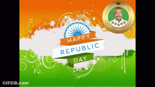 Happy Republic Day Sign With Man GIF