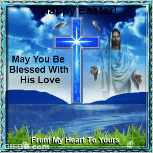 Happy Resurrection Day Jesus Blue Cross GIF