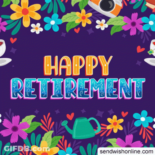 Happy Retirement Flower Border GIF