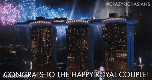 Happy Royal Couple With Fireworks GIF