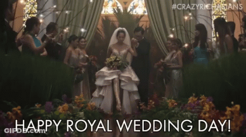 Happy Royal Wedding Day Bride And Groom With Wedding Party GIF