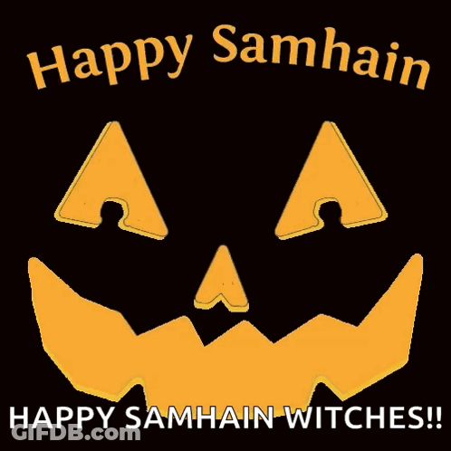 Happy Samhain Witches Poster With Pumpkin Face GIF