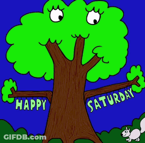 Happy Saturday Animated Flashing Tree GIF