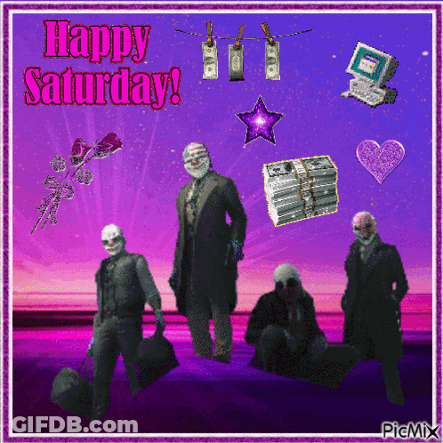 Happy Saturday Greeting Card Purple Background GIF