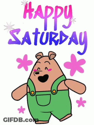 Happy Saturday Greeting Card With Cartoon Character GIF