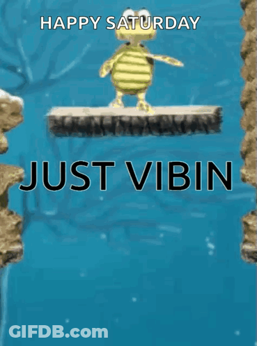 Happy Saturday Just Vibin Turtle Greeting Card GIF
