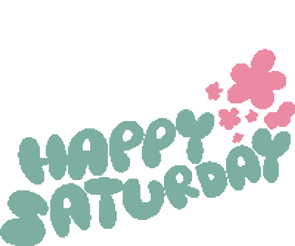 Happy Saturday Pink Flowers Next To Happy Saturday In Green Bubble Letters Sticker GIF