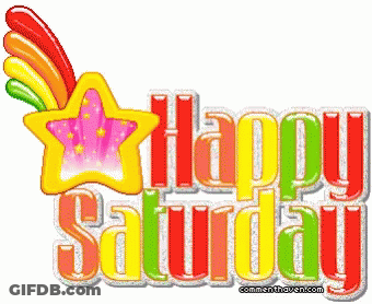 Happy Saturday Sign With Star And Rainbows GIF