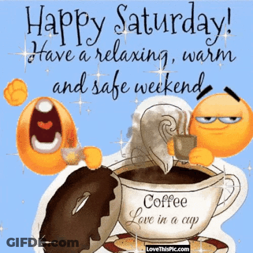Happy Saturday Smiley Faces And Coffee GIF
