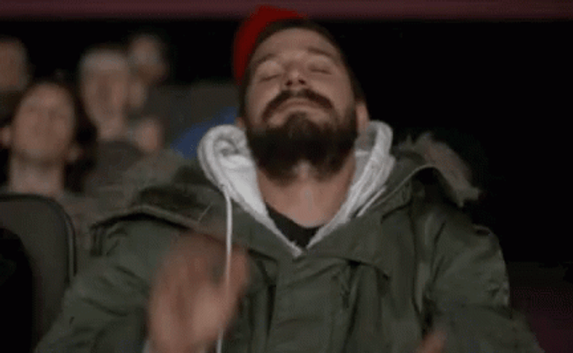 Happy Shia Labeouf Clapping While Watching Movie GIF