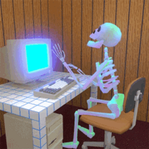 Happy Skeleton PC Typing GIF
