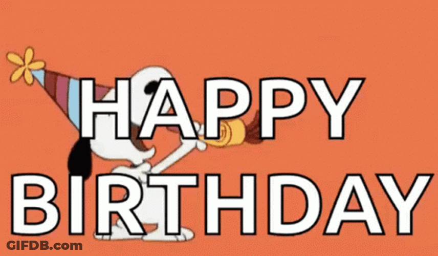 Happy Snoopy Blowing Pop On Birthday GIF